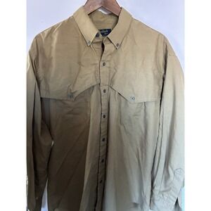 VTG Ruddock Brothers-Mens Shirt 2XL Khaki LongSleeve BU Outdoor Hiking Tall 48"